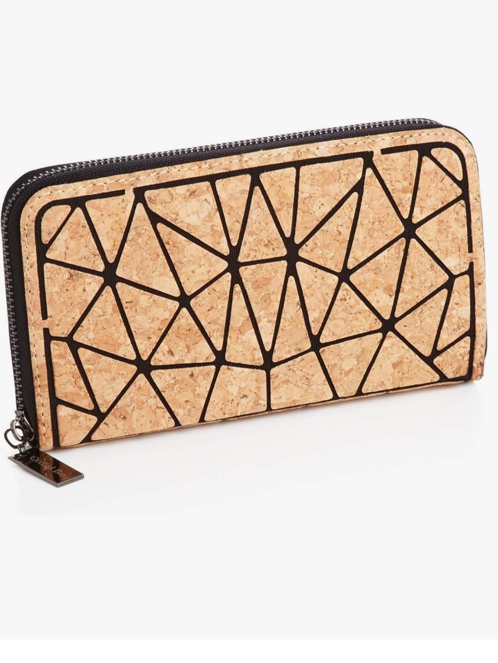 Environmentally-Friendly Geometric Cork Full Zip Wallet